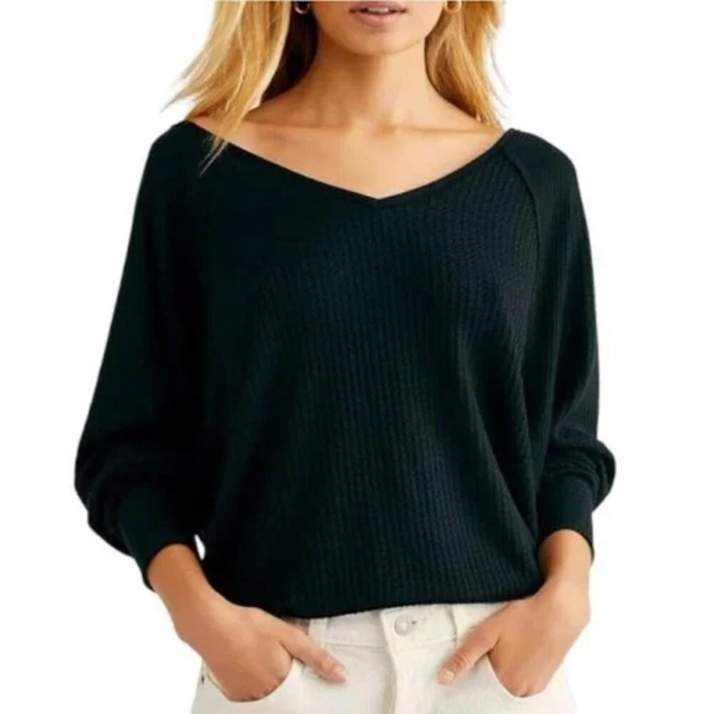 NWT Free People Santa Clara Thermal Black size- MEDIUM